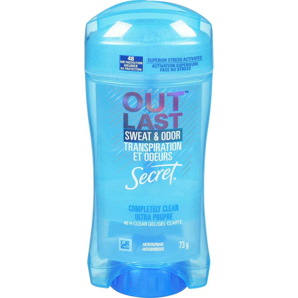 Antisudorifique et désodorisant gel clarté pour femmes Secret Outlast Transpiration et odeurs, parfum Ultra propre, 73 grammes