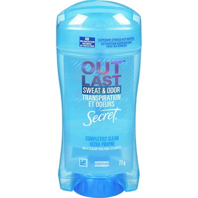 Secret Outlast Sweat & Odor Clear Gel Women's Antiperspirant Deodorant, Completely Clean Scent, 73 grams