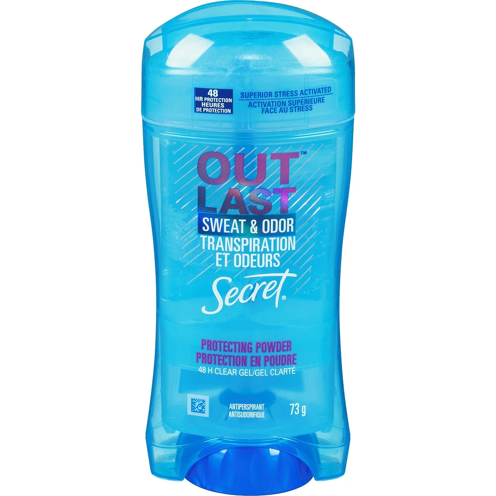 Antisudorifique et désodorisant gel clarté pour femmes Secret Outlast Transpiration et odeurs, parfum Protection en poudre, 73 grammes