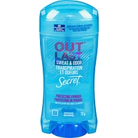 Antisudorifique et désodorisant gel clarté pour femmes Secret Outlast Transpiration et odeurs, parfum Protection en poudre, 73 grammes