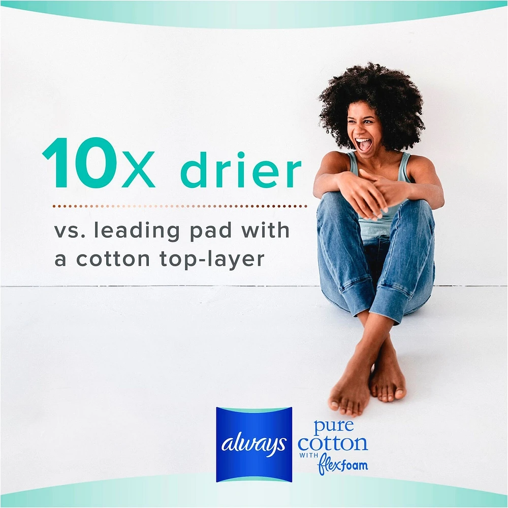 Always Pure Cotton with FlexFoam Pads Regular Absorbency Size 1, 28 Count