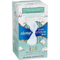 Always Pure Cotton with FlexFoam Pads Regular Absorbency Size 1, 28 Count