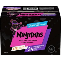 Ninjamas Nighttime Bedwetting Underwear Girl Size M/L 34 Count