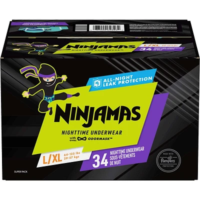 Ninjamas Nighttime Bedwetting Underwear Boy Size M/L 34 Count