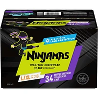 Ninjamas Nighttime Bedwetting Underwear Boy Size M/L 34 Count