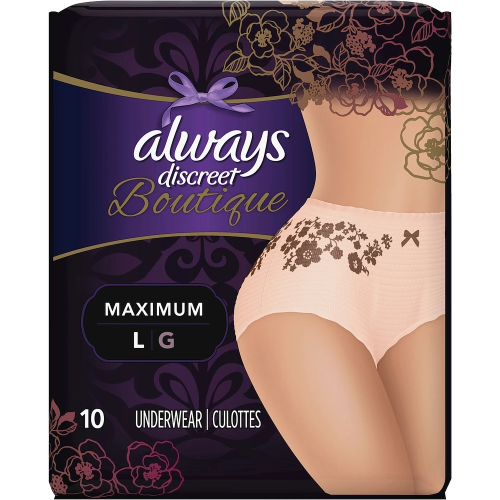 Incontinence and Postpartum Underwear for Women, Maximum Protection, L, Rosy