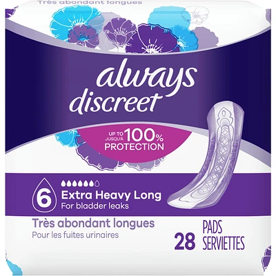 Incontinence Pads for Women and Postpartum Pads, Extra Heavy Long, 28 CT, up to 100% Bladder Leak Protection