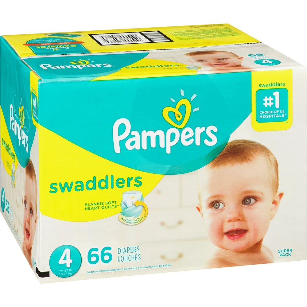 Couches Pampers Swaddlers, taille 4, 66 couches