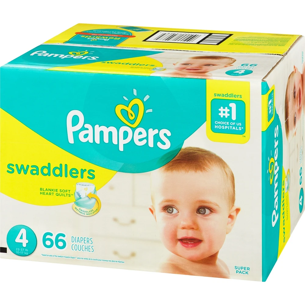 Couches Pampers Swaddlers, taille 4, 66 couches