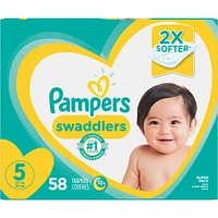 Couches Pampers Swaddlers, taille 5, 58 couches