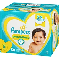 Couches Pampers Swaddlers, taille 5, 58 couches