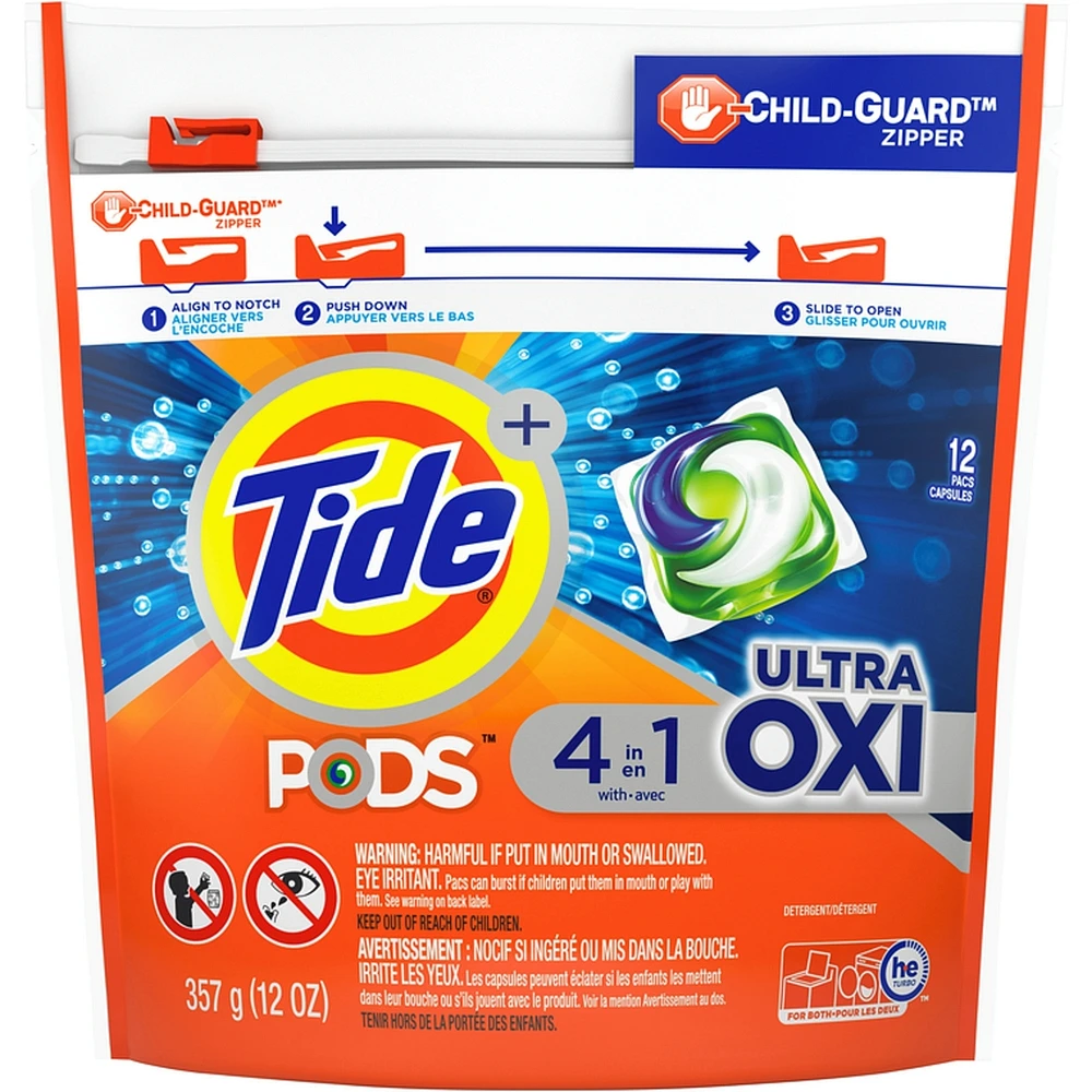 Ultra Oxi Liquid Laundry Detergent Pods, 12 Count
