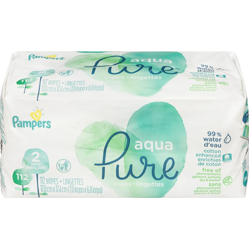 Pampers Aqua Pure Sensitive Baby Wipes 2X Pop-Top 112 Count