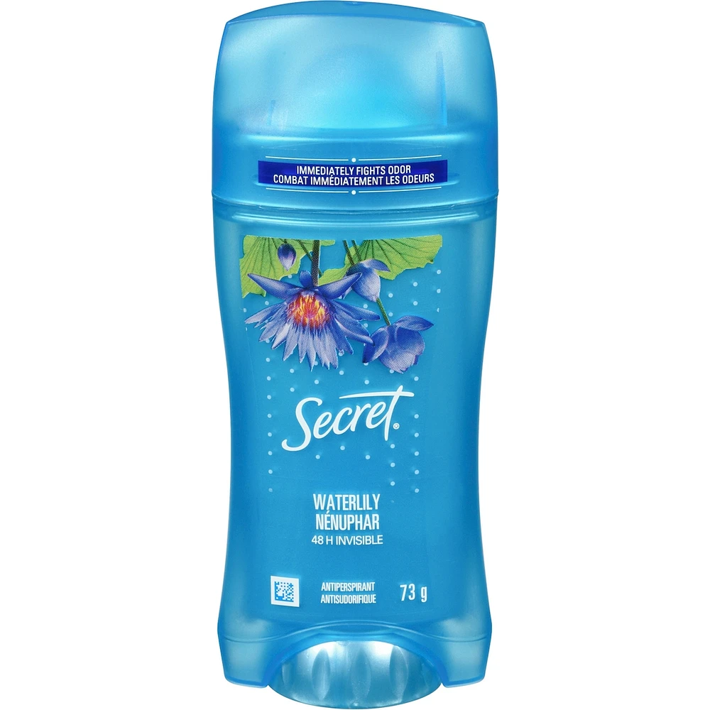 Secret Invisible Solid Antiperspirant and Deodorant, Waterlily Scent, 73 grams
