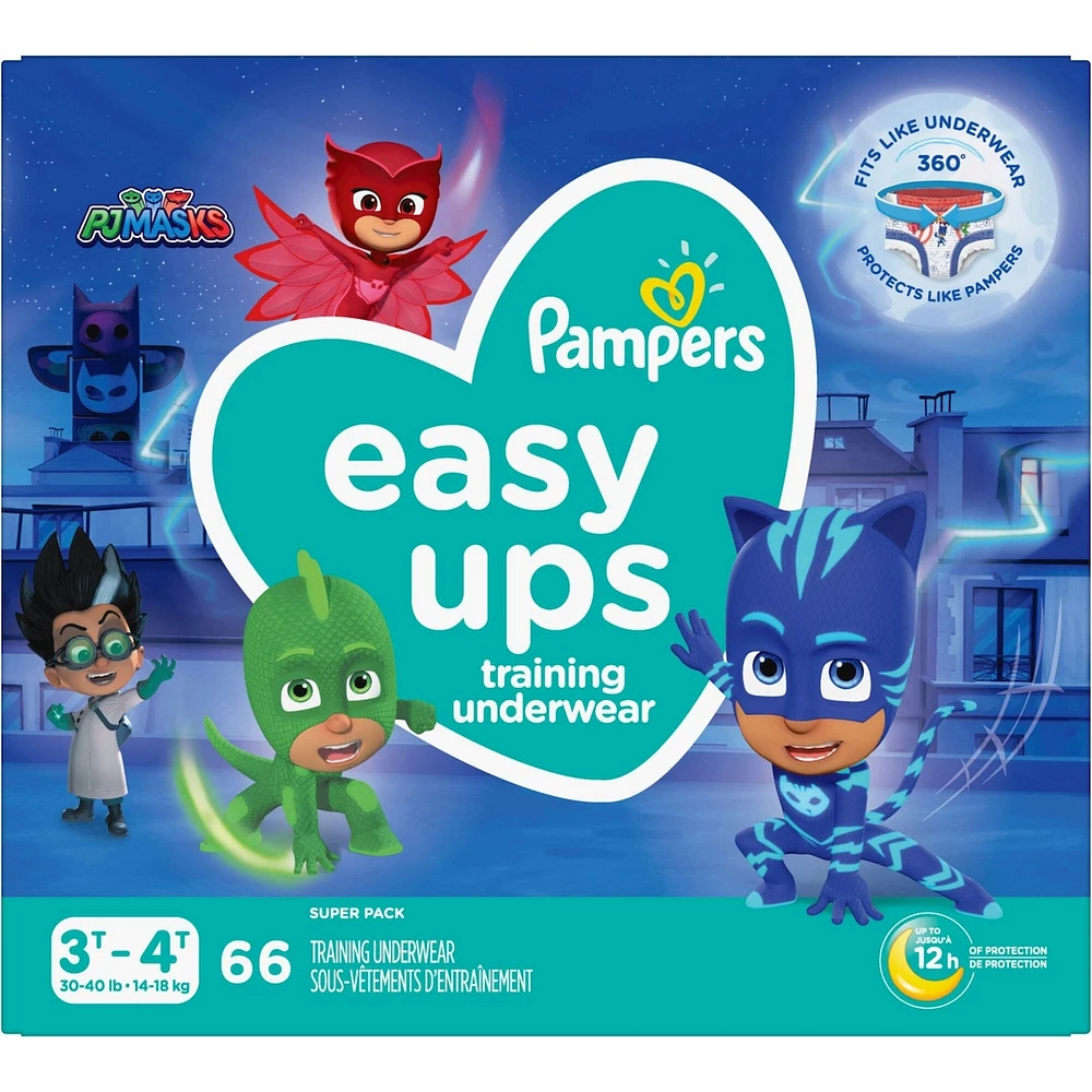 Sous-vêtements d’entraînement Pampers Easy Ups, taille 5 3T/4T, garçons, 66 sous-vêtements