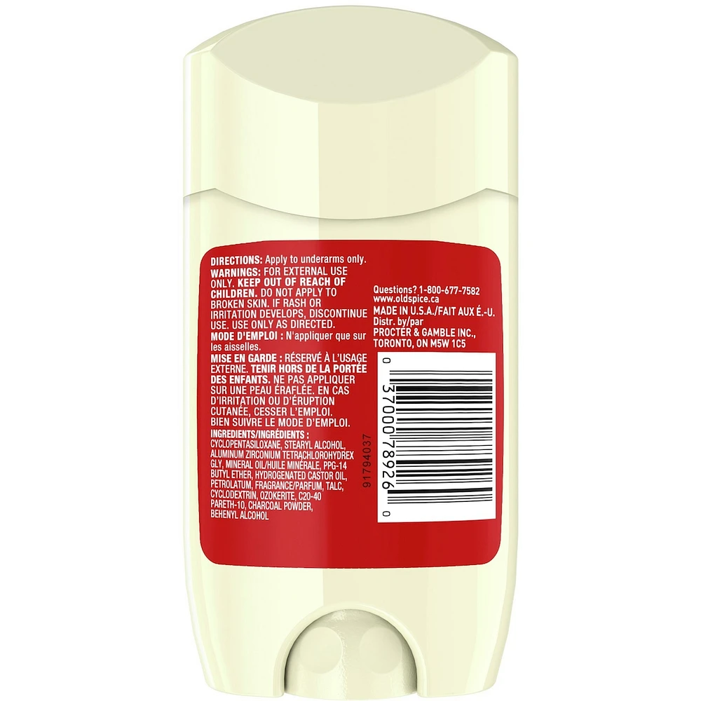 Antisudorifique et désodorisant invisible en bâton Old Spice Volcano pour hommes avec parfum de charbon de bois inspiré de la nature, 73 g