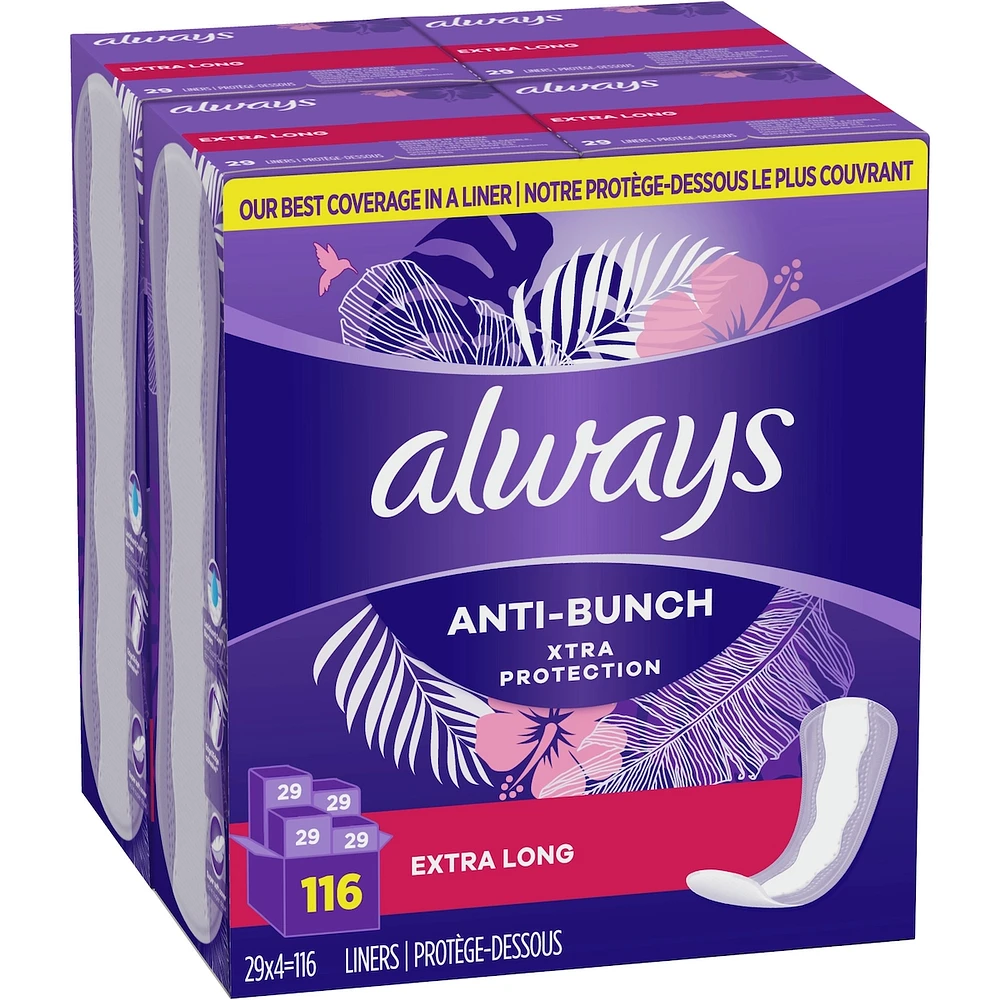 Anti-Bunch Xtra Protection Daily Liners Extra Long Unscented