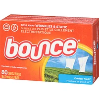 Dryer Sheets, Outdoor Fresh, 80 count