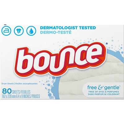 Free & Gentle Fabric Softener Dryer Sheets, 80 Sheets