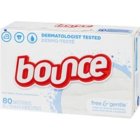 Free & Gentle Fabric Softener Dryer Sheets, 80 Sheets