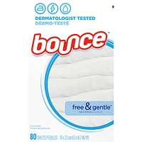 Free & Gentle Fabric Softener Dryer Sheets, 80 Sheets