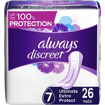 Incontinence Pads for Women and Postpartum Pads, Ultimate Extra Protect, 26 CT, up to 100% Bladder Leak Protection
