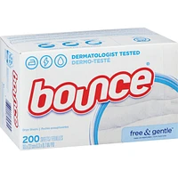Free & Gentle Dryer Sheets, 200 Sheets, Unscented Fabric Softener Sheets, Hypoallergenic and Dermatologist Tested