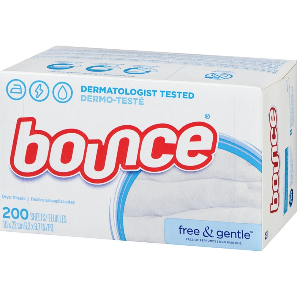 Free & Gentle Dryer Sheets, 200 Sheets, Unscented Fabric Softener Sheets, Hypoallergenic and Dermatologist Tested
