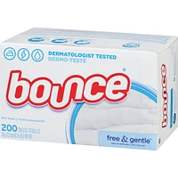 Free & Gentle Dryer Sheets, 200 Sheets, Unscented Fabric Softener Sheets, Hypoallergenic and Dermatologist Tested