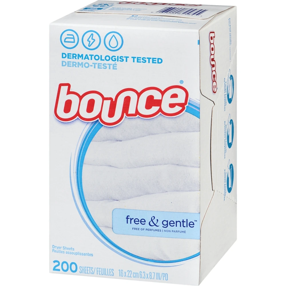 Free & Gentle Dryer Sheets, 200 Sheets, Unscented Fabric Softener Sheets, Hypoallergenic and Dermatologist Tested