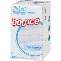 Free & Gentle Dryer Sheets, 200 Sheets, Unscented Fabric Softener Sheets, Hypoallergenic and Dermatologist Tested
