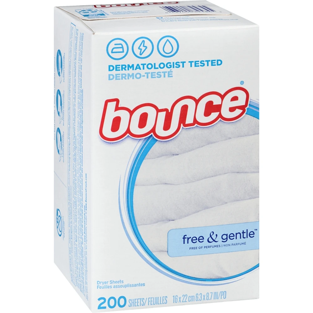 Free & Gentle Dryer Sheets, 200 Sheets, Unscented Fabric Softener Sheets, Hypoallergenic and Dermatologist Tested