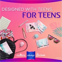 Always Radiant FlexFoam Teen Pads Regular Absorbency, 100% Leak Free Protection is possible, with Wings, Unscented, 28 Count