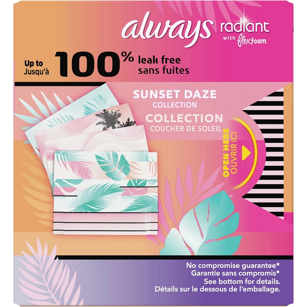 Always Radiant FlexFoam Teen Pads Regular Absorbency with Wings, 14 Count