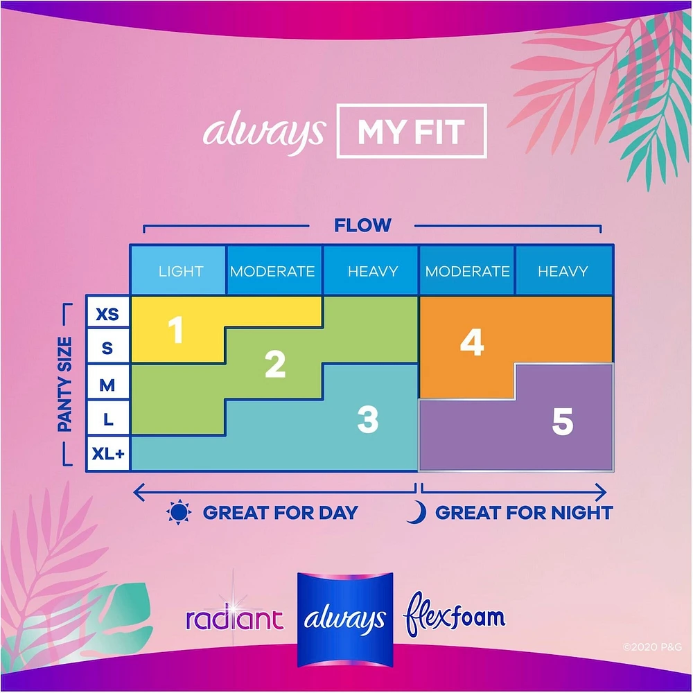 Always Radiant FlexFoam Teen Pads Regular Absorbency with Wings, 14 Count