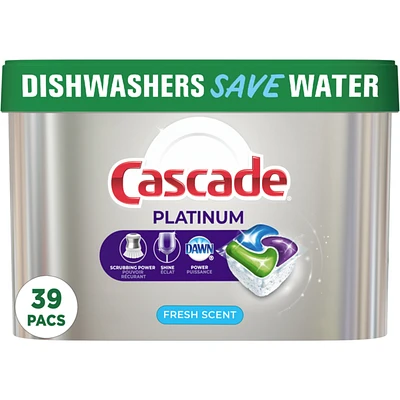 Platinum ActionPacs Dishwasher Detergent Pods, Fresh, 39 Count