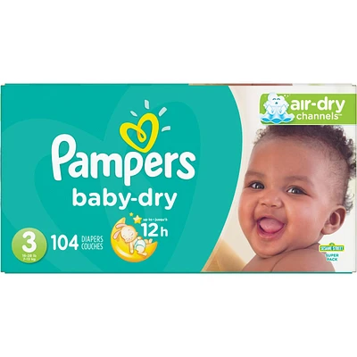 Couches Pampers Baby-Dry, taille 3, 104 couches