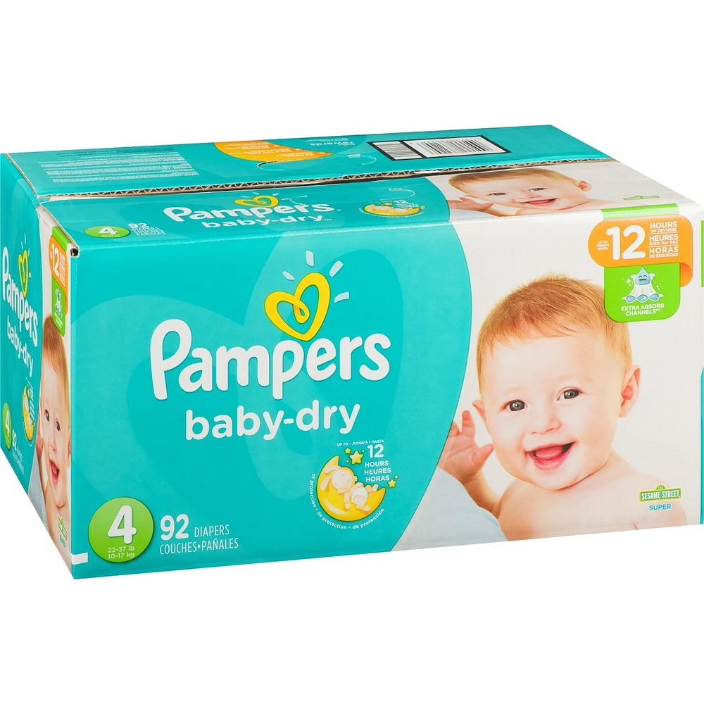 Couches Pampers Baby-Dry, taille 4, 92 couches