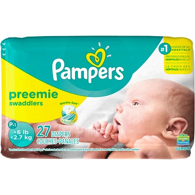 Pampers Swaddlers Preemie Diapers Size P-1 27 count