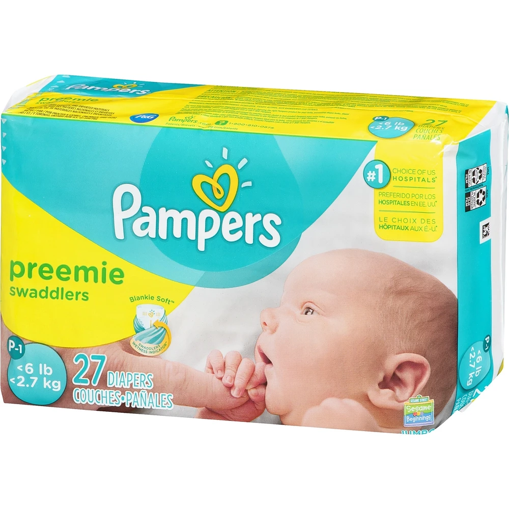 Pampers Swaddlers Preemie Diapers Size P-1 27 count
