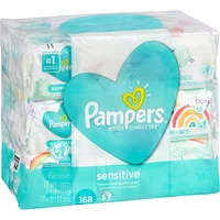 Pampers Baby Wipes Sensitive Perfume Free 3X Pop-Top Packs 168 Count