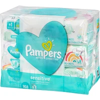 Pampers Baby Wipes Sensitive Perfume Free 3X Pop-Top Packs 168 Count