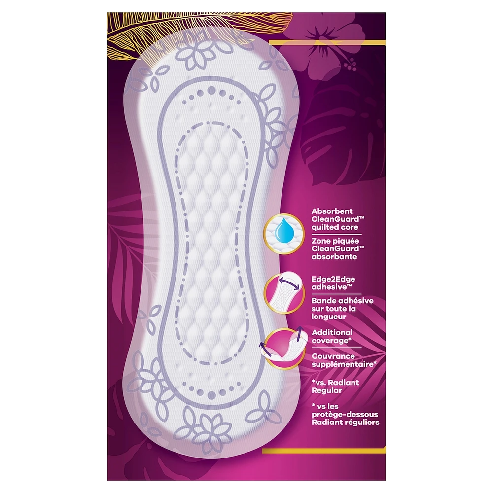 Always Radiant Daily Liners Long Absorbency, Up to 100% Odor-free, 46 Count