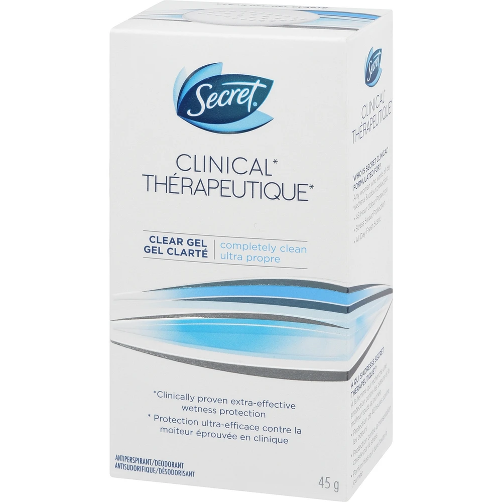 Secret Clinical Antiperspirant and Deodorant Clear Gel, Completely Clean, 45g
