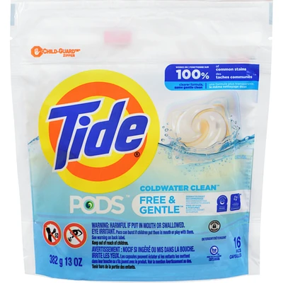 Capsules de dÃ©tergent Ã  lessive liquide Pods Free & Gentle, 16Â capsules