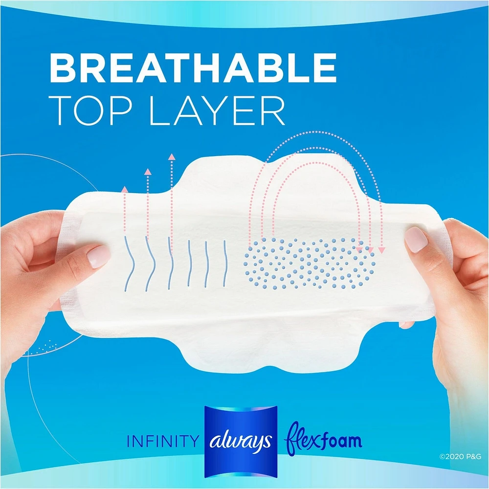 Always Infinity FlexFoam Pads for Women, Size 3, Extra Heavy Absorbency, Unscented, 14 Count