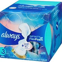 Always Infinity FlexFoam Pads for Women, Size 3, Extra Heavy Absorbency, Unscented, 14 Count