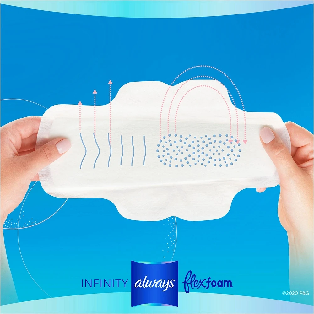 Always Infinity FlexFoam Pads for Women, Size 3, Extra Heavy Absorbency, Unscented, 14 Count