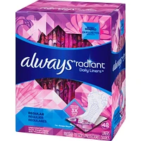 Radiant Daily Liners Regular Absorbency Unscented, 48 Count