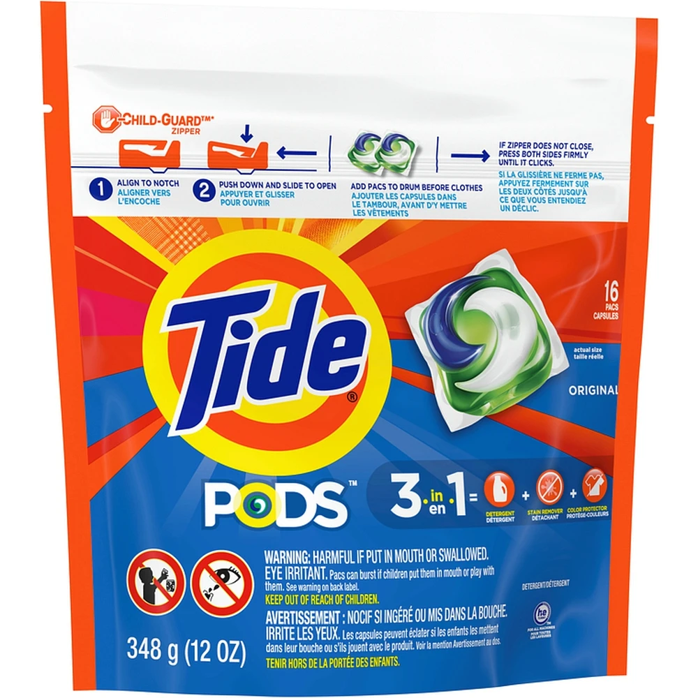 Liquid Laundry Detergent Pods, Original, 16 Count